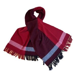 Ann Taylor Merino Wool & Angora Maroon Scarf, Large And Soft 76” X 21”